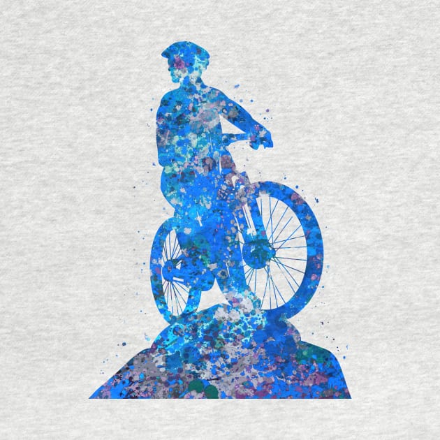 Downhill mountain biker blue art by Yahya Art
